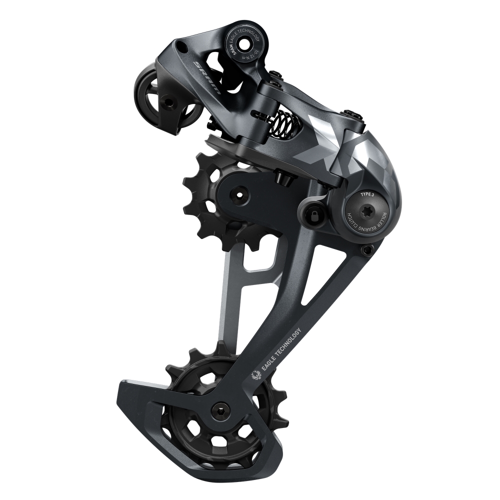 Sram DERAILLEUR VTT ARRIERE 12V. X01 EAGLE NOIR CHAPE LONGUE ROUGE POUR CASSETTE JUSQU A 52DTS